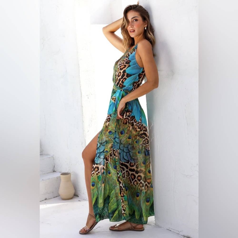 Dolcessa Emerald Savannah Crystal Maxi Dress